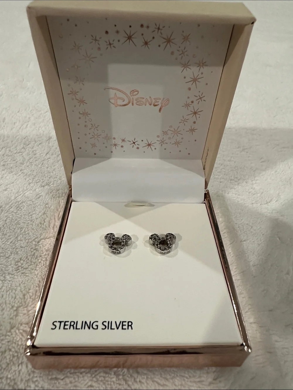 Disney Sterling Silver Mickey Crystal Stud Earrings - Silver